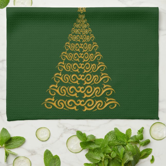 Stylish Christmas Tree Kitchen Towel (Folded)