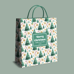 Stylish Christmas trees candy canes custom gifting Medium Gift Bag