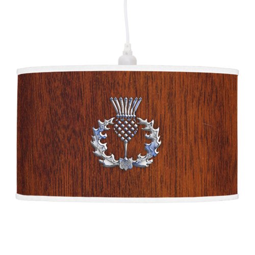 Stylish Chrome and Mahogany Wood Scottish Thistle Ceiling Lamp