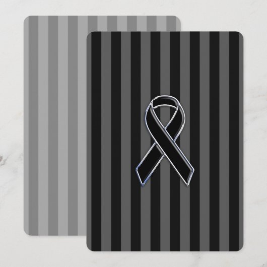 Stylish Chrome Black Ribbon Awareness (Front/Back)