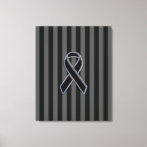 Stylish Chrome Black Ribbon Awareness Canvas Print