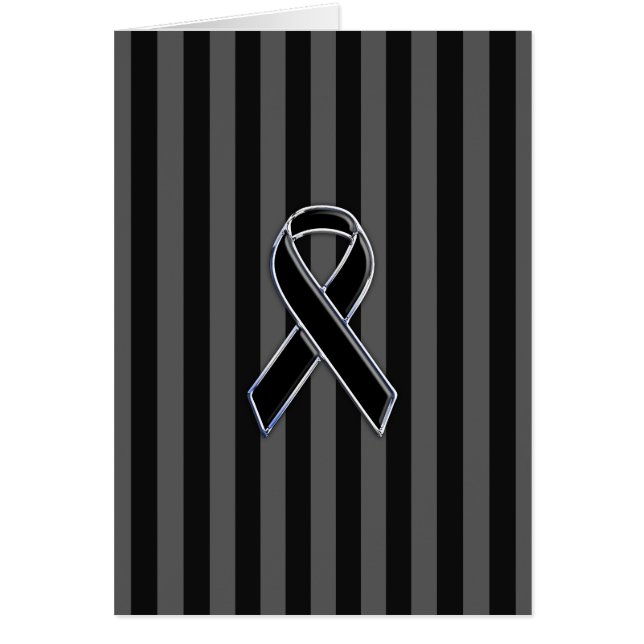 Stylish Chrome Black Ribbon Awareness Cards (Front)
