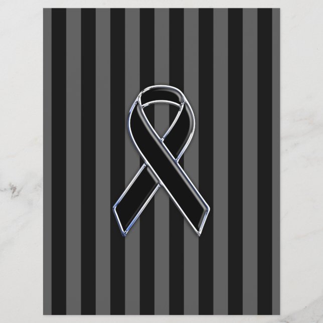 Stylish Chrome Black Ribbon Awareness Flyer (Front)