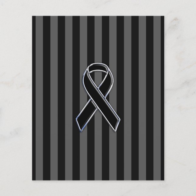Stylish Chrome Black Ribbon Awareness Flyer (Front)