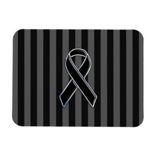Stylish Chrome Black Ribbon Awareness Magnet