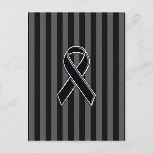 Stylish Chrome Black Ribbon Awareness Postcard