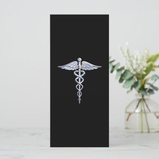 Stylish Chrome Like Caduceus Medical Symbol (Standing Front)