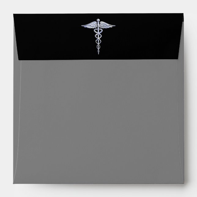 Stylish Chrome Like Caduceus Medical Symbol Envelope (Back (Top Flap))