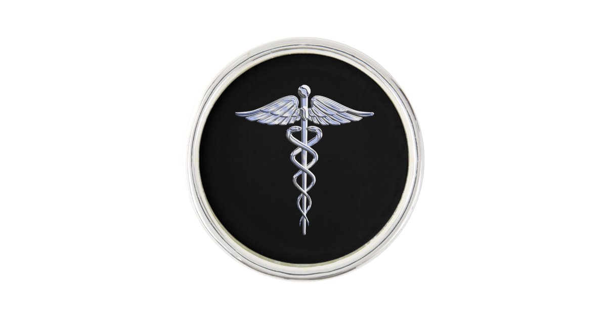 Stylish Chrome Like Caduceus Medical Symbol Pin Zazzle