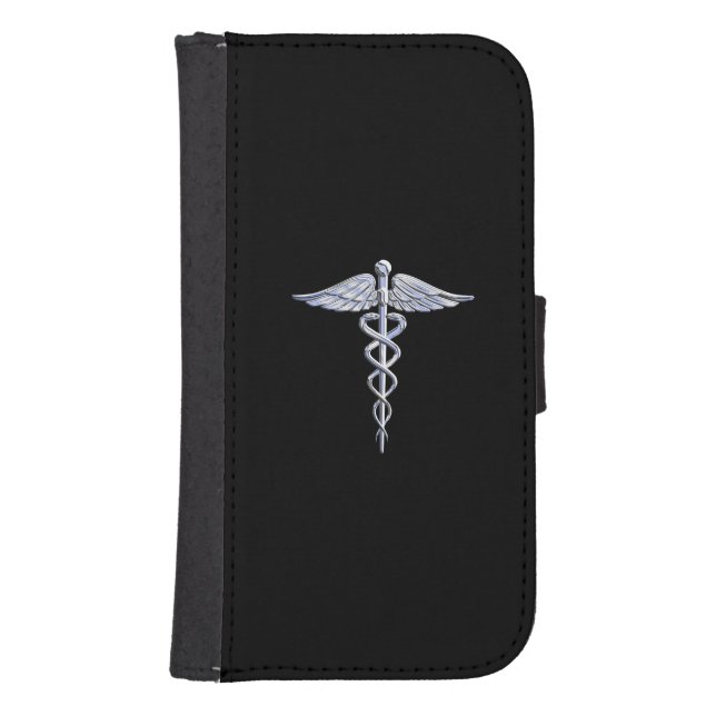 Stylish Chrome Like Caduceus Medical Symbol Samsung Galaxy Wallet Case (Front)