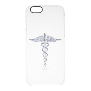 Stylish Chrome Like Caduceus Medical Symbol Clear iPhone 6/6S Case