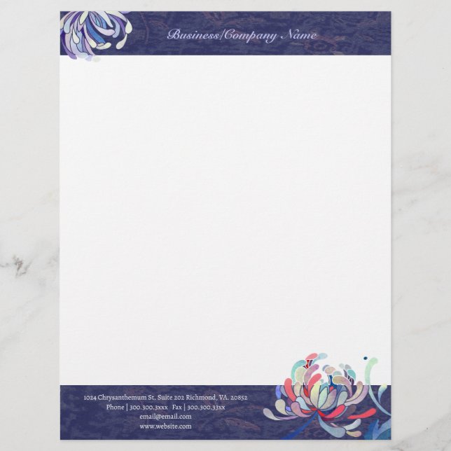 Stylish Chrysanthemum Spa Business Letterhead (Front)