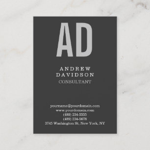 Stylish Chubby Gray Monogram Plain Business Card