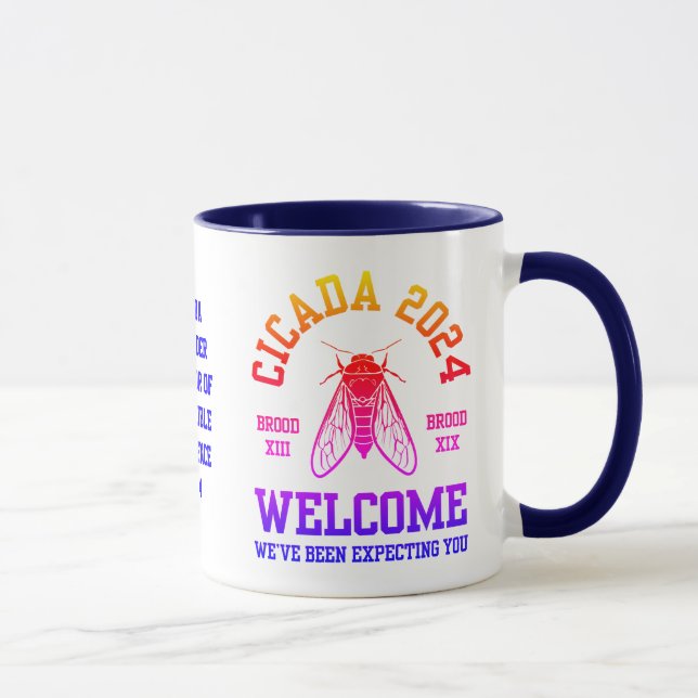 Stylish CICADA 2024 Broods WELCOME Souvenir Mug (Right)