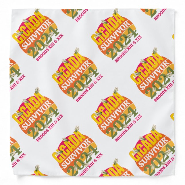 Stylish CICADA SURVIVOR 2024 Broods XIII XIX Bandana (Front)