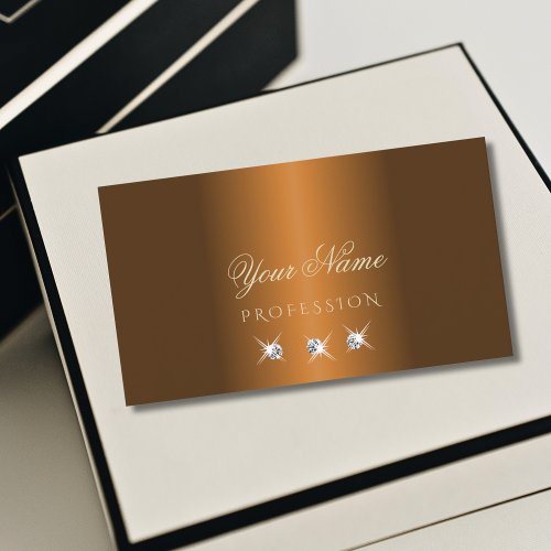 Stylish Cinnamon Brown Sparkle Jewels Elegant Business Card