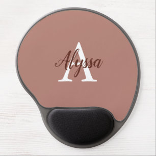 Stylish Cinnamon Monogram Script Gel Mousepad
