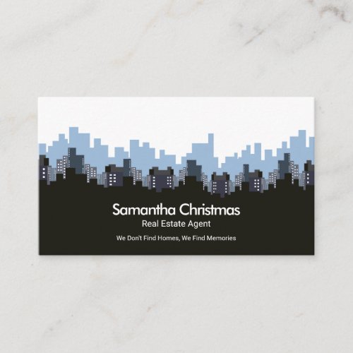 Stylish City Skyline Buildings Real Estate Broker Business Card