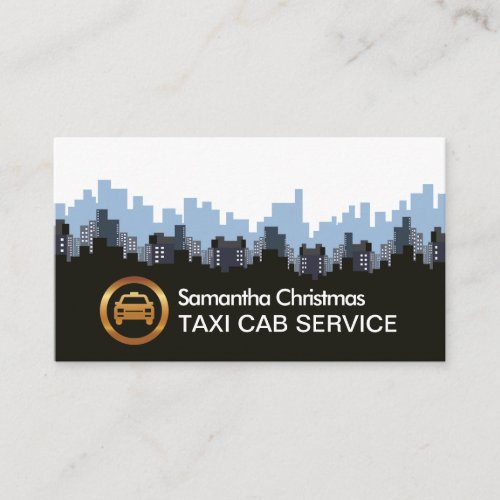 Stylish City Skyline Rush Hour Taxi Service Business Card
