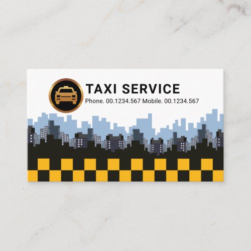 Stylish City Skyline Yellow Taxi Check Boxes Business Card