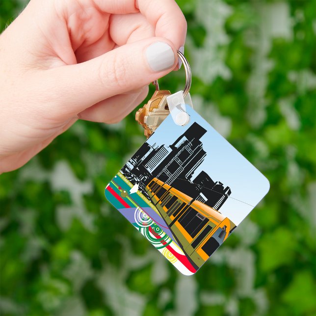 Stylish City Tram Transportation Art Keychain (Creator Uploaded)
