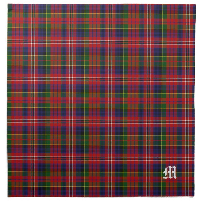 Stylish Clan MacPherson Monogram Tartan Plaid Cloth Napkin (Front)