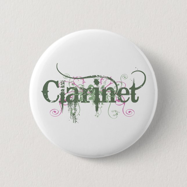 Stylish Clarinet Pinback Button (Front)