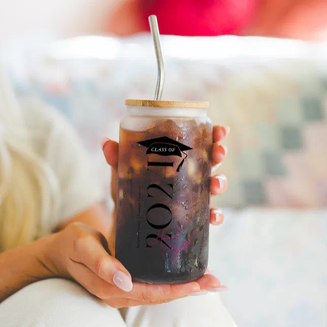 Stylish Class Of | Monogram Graduation Can Glass | Zazzle