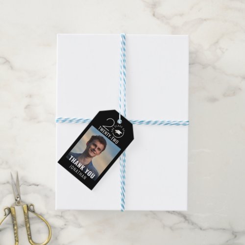 Stylish Class Year Photo Thank You Custom Color Gift Tags