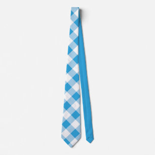 Stylish Classic Blue Plaid Gingham Pattern Neck Tie