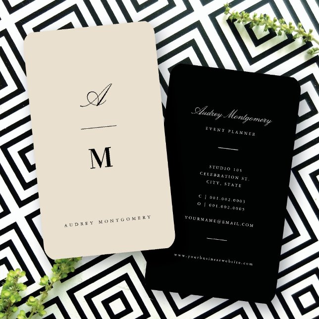 Stylish Classic Double Monogram Modern Minimalist Business Card (Stylish Classic Double Monogram Modern Minimalist Business Card @ fatfatin)