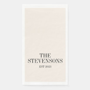 Stylish Classic Family Last Name Est Date Ivory Paper Guest Towels