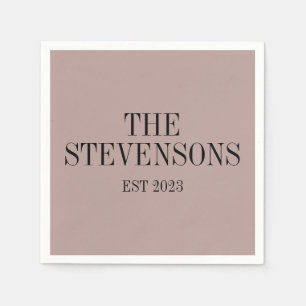 Stylish Classic Family Last Name Est Date Mauve Napkins