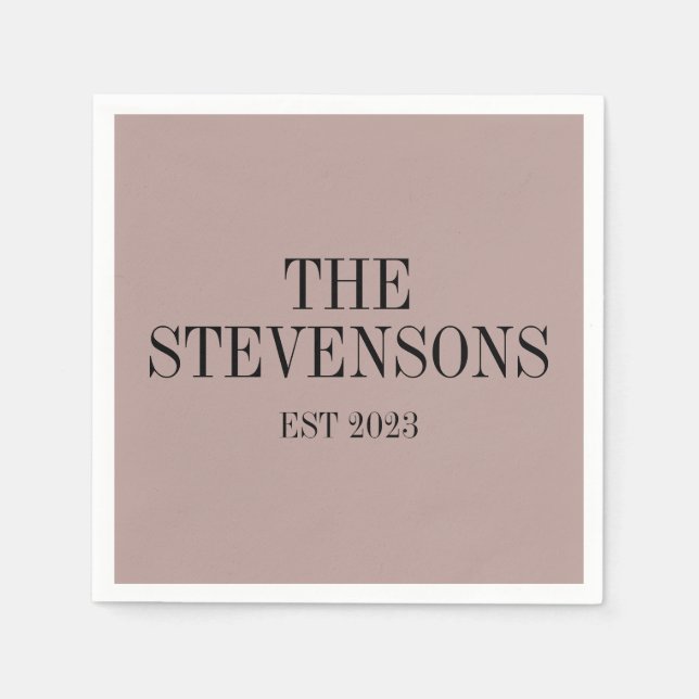 Stylish Classic Family Last Name Est Date Mauve Napkins (Front)
