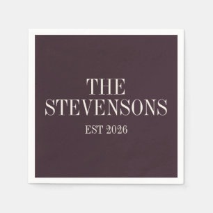 Stylish Classic Family Last Name Est Date Plum Napkins