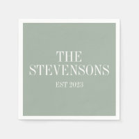 Stylish Classic Family Last Name Est Date Sage