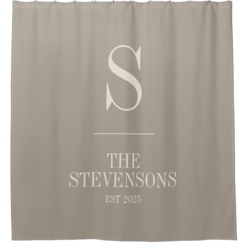 Stylish Classic Family Monogram Est Taupe Brown  Shower Curtain