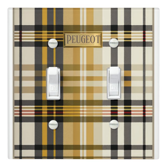 Stylish Classic Gold and Beige Plaid Light Switch Cover (In Situ)