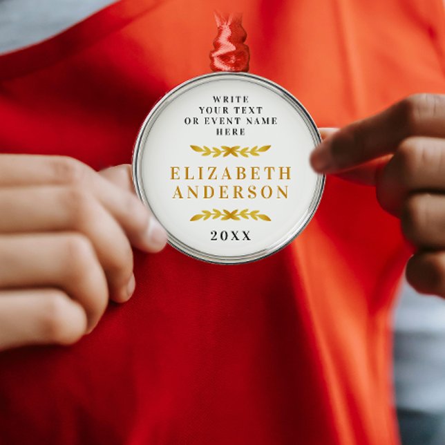 Stylish Classic Gold Wreath Grad Success Medal Metal Ornament (Creator Uploaded)