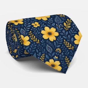 Stylish Classic Mediterranean Floral Art Pattern Neck Tie