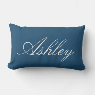 STYLISH CLASSIC MODERN CUSTOMIZED NAME DARK TEAL LUMBAR PILLOW