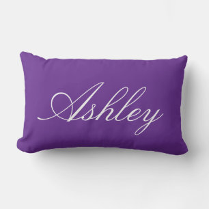 STYLISH CLASSIC MODERN CUSTOMIZED NAME PURPLE LUMBAR PILLOW