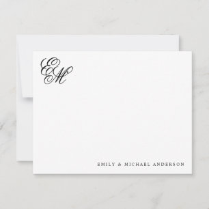 Stylish Classic Monogram Script Couple Stationery Note Card