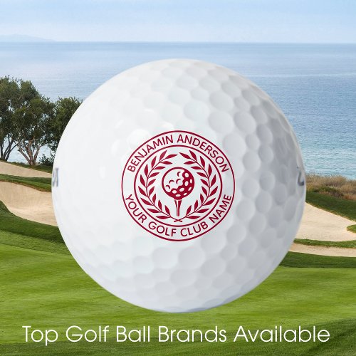 Stylish Classic Personalized Name Red Golf Balls