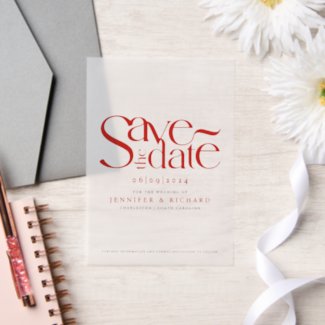 Stylish Classic Red Black Save The Date Wedding