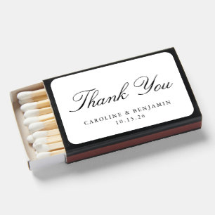 Stylish Classic Script Elegant Wedding Custom Matchboxes