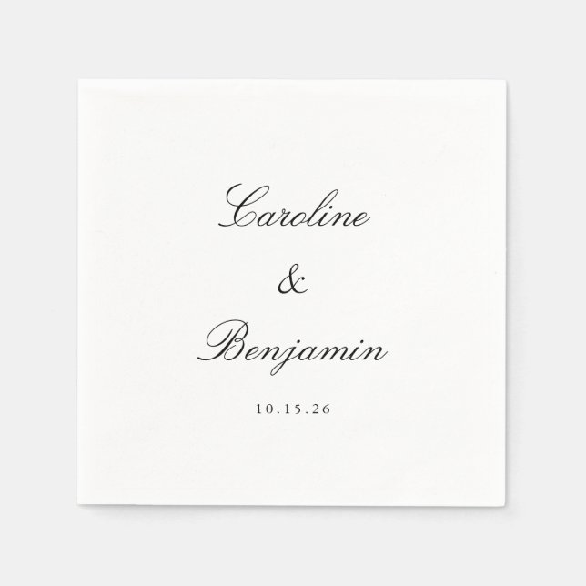 Stylish Classic Script Elegant Wedding Custom Name Napkins (Front)