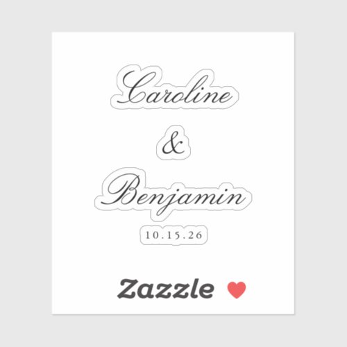 Stylish Classic Script Elegant Wedding Custom Sticker