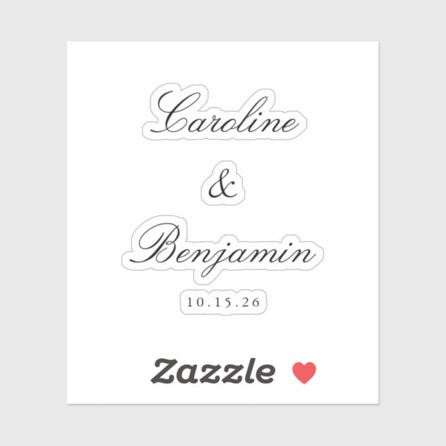 Stylish Classic Script Elegant Wedding Custom Sticker (Sheet)