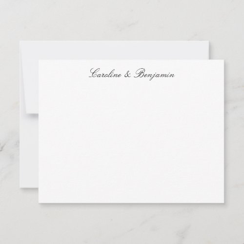 Stylish Classic Script Elegant Wedding Names Flat Thank You Card